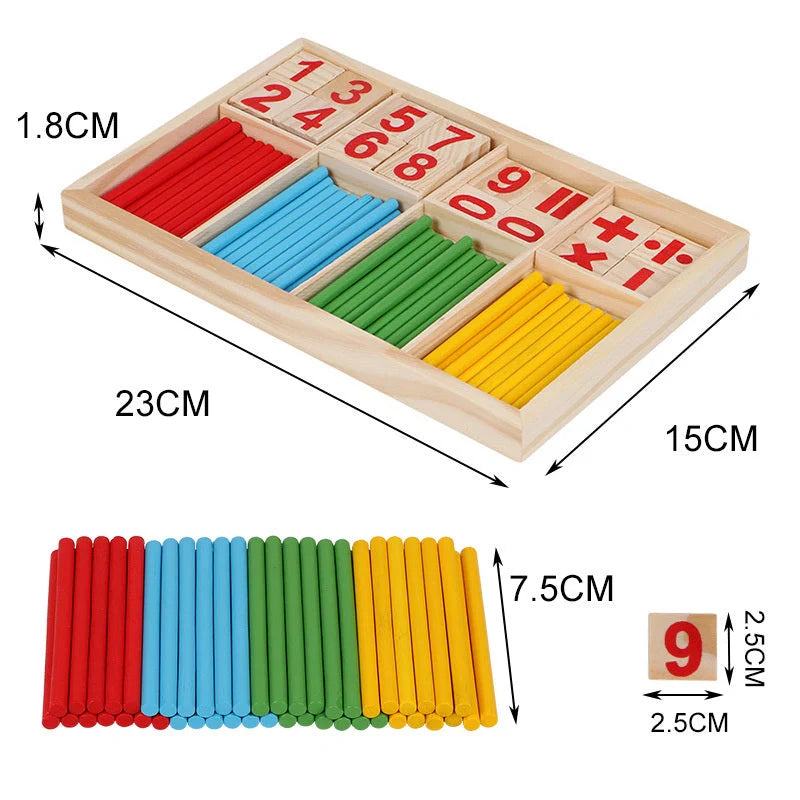 Natural wood Montessori math toys for children over 3 years, 48 pieces