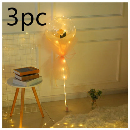 A luminous bouquet of glowing rose-shaped balloons, creating a magical and enchanting display.
