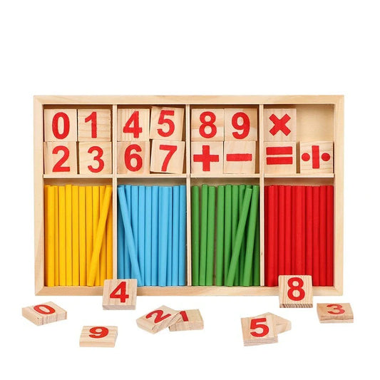 Natural wood Montessori math toys for children over 3 years, 48 pieces