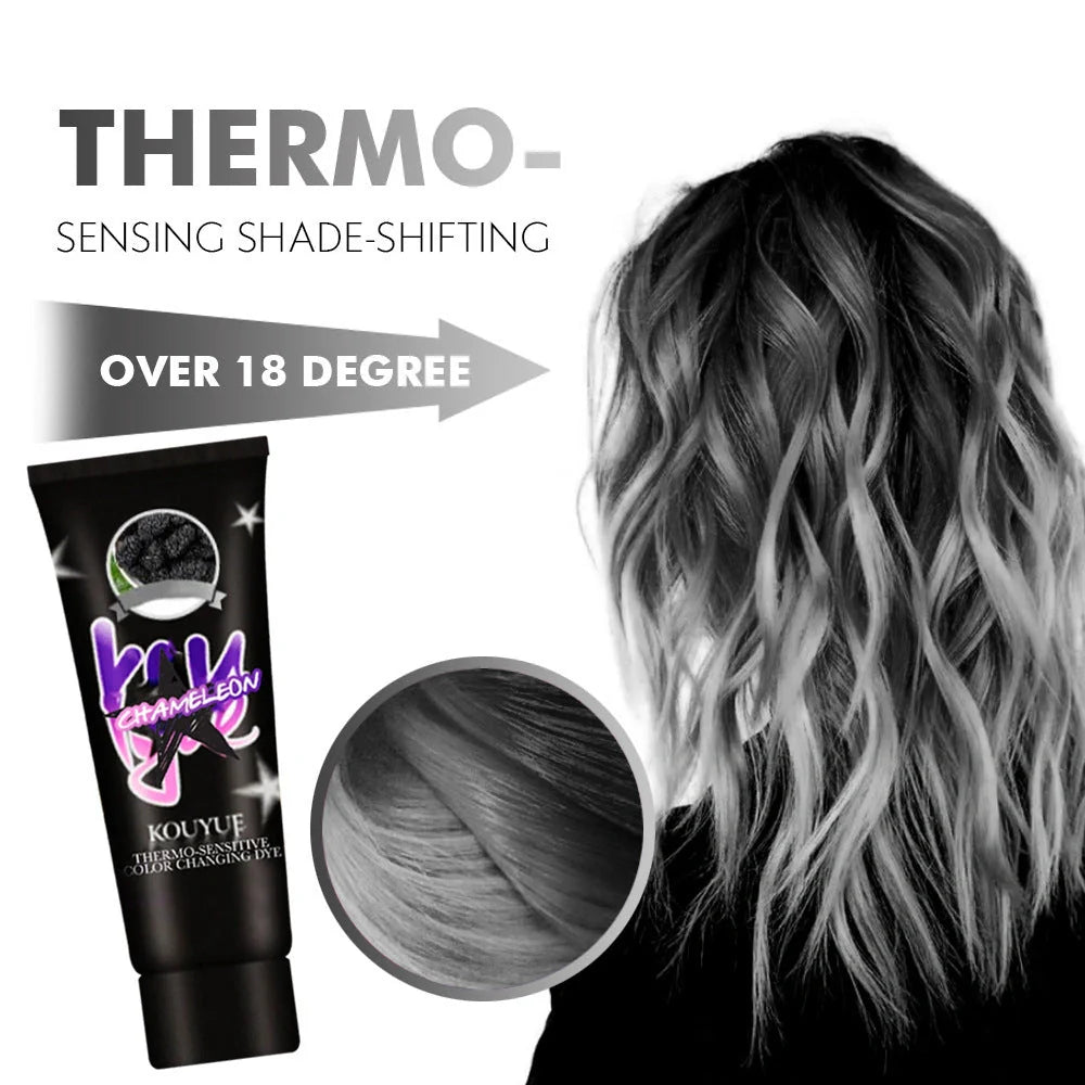 Professional thermochromic hair dye cream with colour change effect