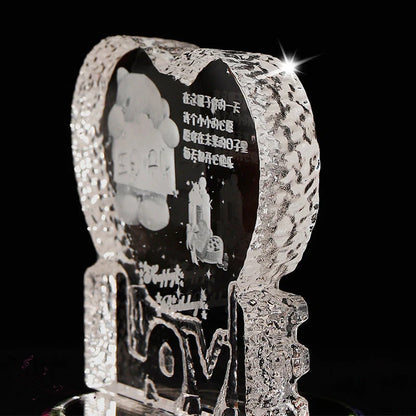 Personalised crystal photo night lamp with Bluetooth music player and colour-changing LED lights