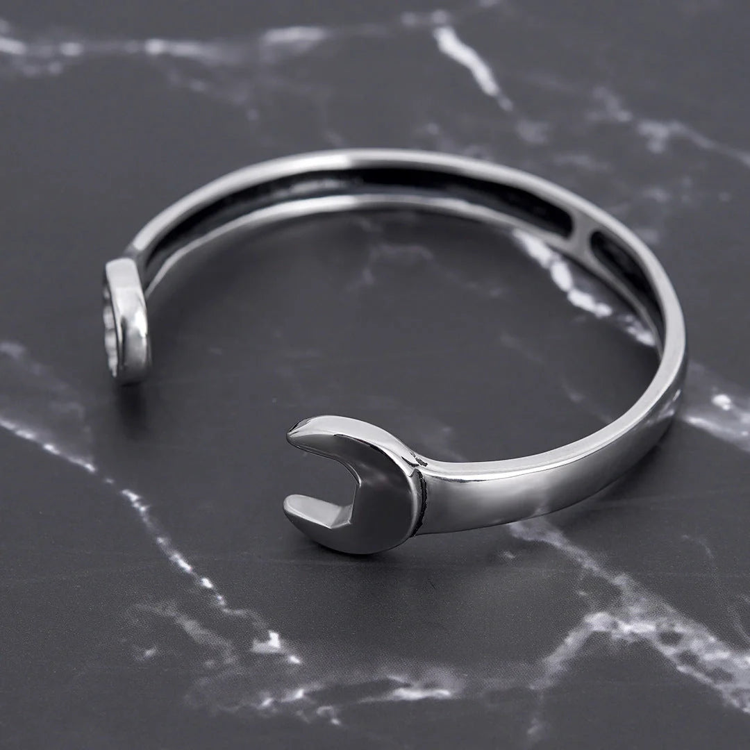 Stainless steel wrench screw bracelet with titanium finish