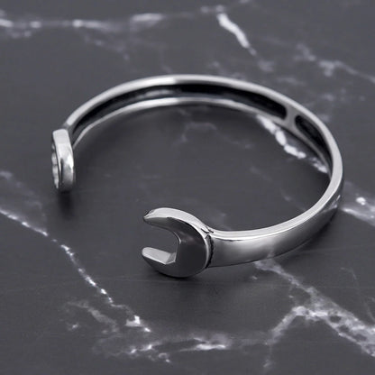 Stainless steel wrench screw bracelet with titanium finish
