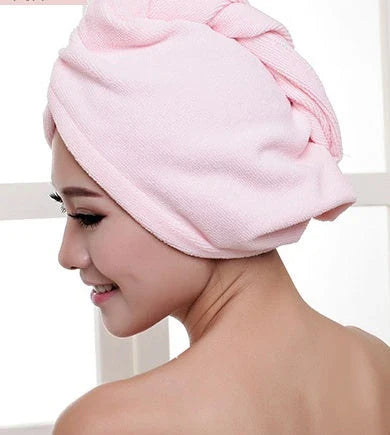 Luxury microfibre hair drying cap with absorbent and quick-drying properties, available in various colours