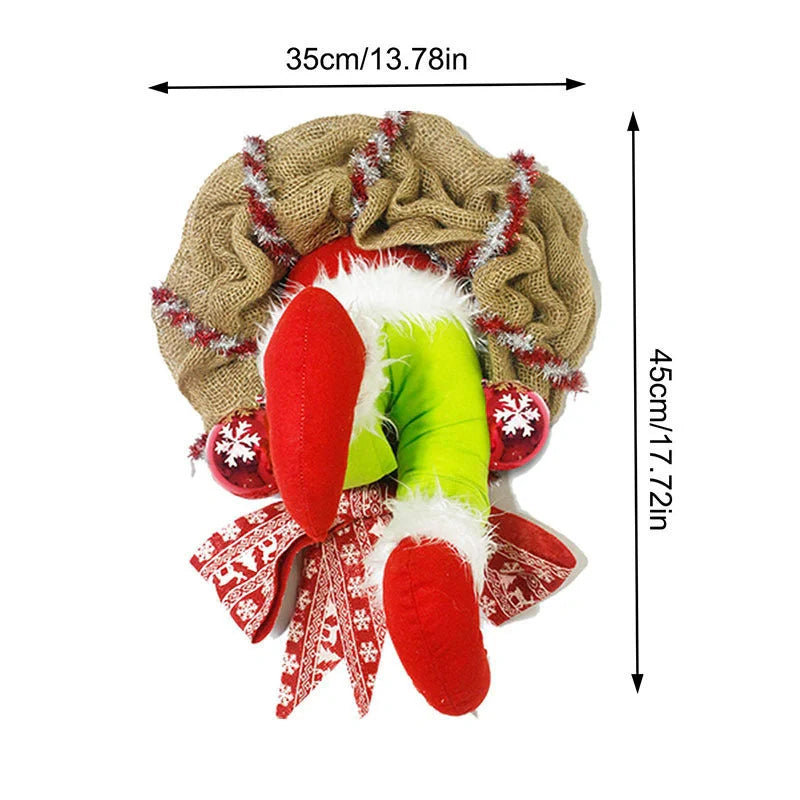 Christmas Thief Burlap Wreath with Santa Legs decoration