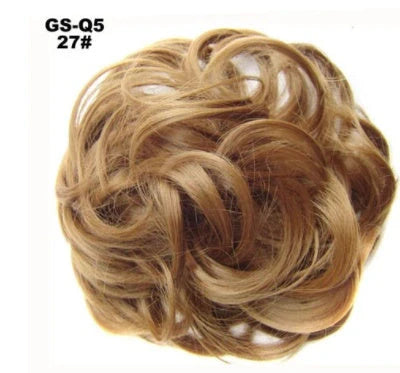 Synthetic wavy curly messy hair bun for women, 12cm diameter, high temperature wire