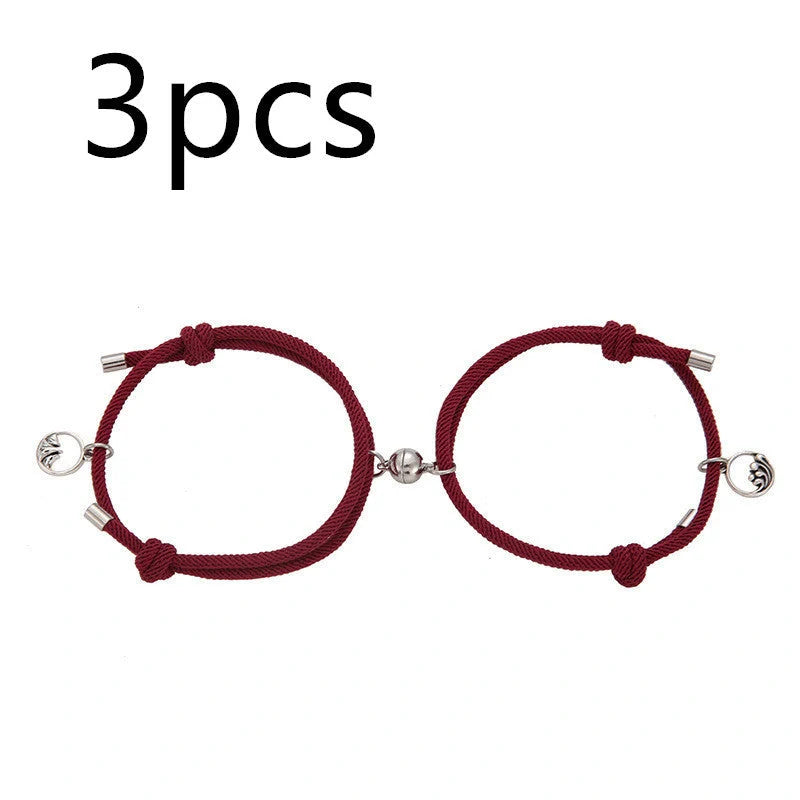 Magnetic Couple's Bracelet Set with adjustable alloy design, symbolising eternal love and connection.