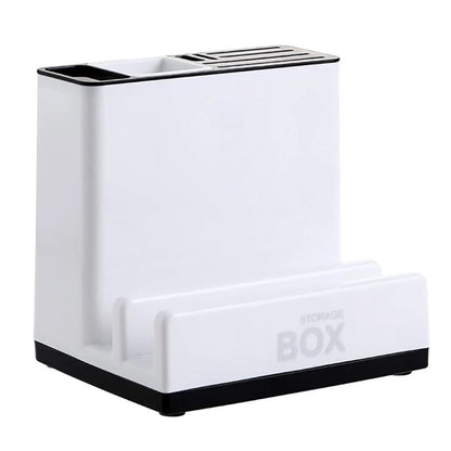 Convenient kitchen organizer with integrated storage shelves for tableware and knives
