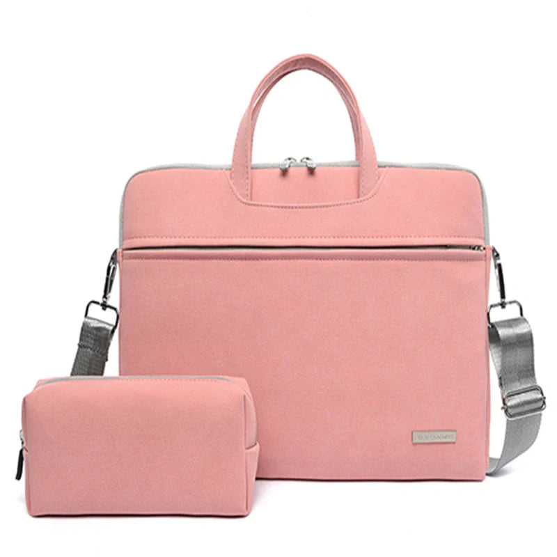 Stylish waterproof PU leather laptop bag for MacBook Air with removable shoulder strap