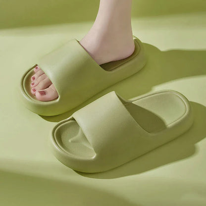 Comfortable EVA foam slip-on slippers in various colors, featuring non-slip soles and a breathable design for indoor and bathroom use.