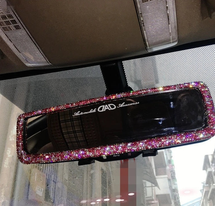 Luxury diamond car interior rearview mirror crystal rhinestones decoration