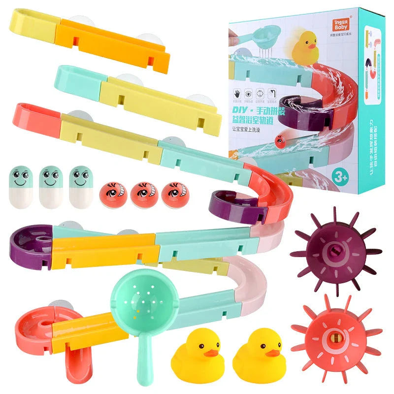 Premium Marble Run Bath Toys for Kids - Fun, Safe & Educational Bathroom Play Set with Suction Cups
