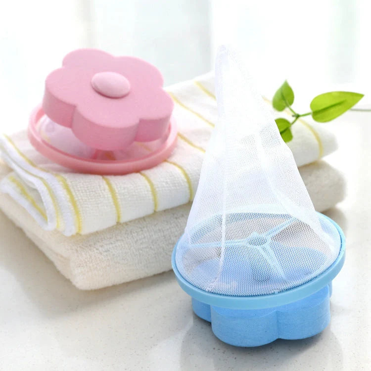 Flower-designed float filter for washing machine hair removal, 9.5cm by 4.0cm