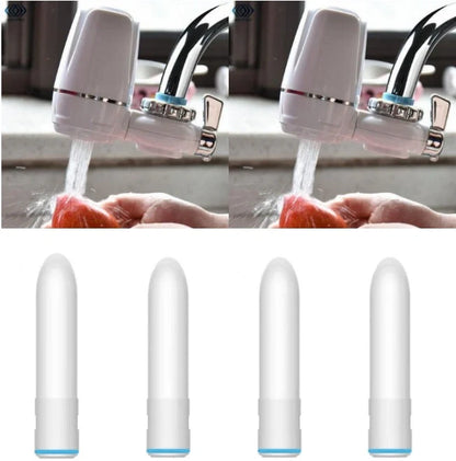 White kitchen tap water purifier with ceramic cartridge and universal adapter