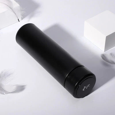 Premium stainless steel vacuum flask with LED touch display for temperature monitoring, available in various colors and sizes