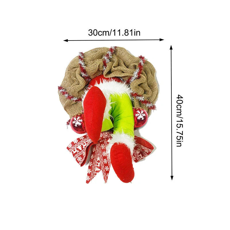 Christmas Thief Burlap Wreath with Santa Legs decoration