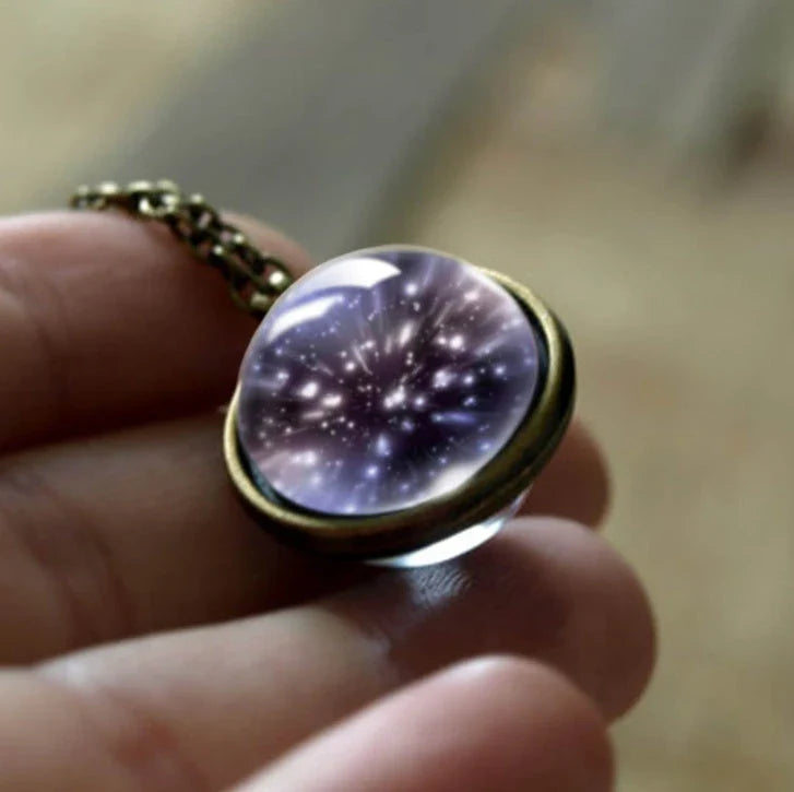 Ethereal Nebula Galaxy Double-Sided Pendant Necklace with Captivating Celestial Patterns