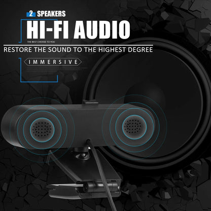 Premium 4K auto-focus webcam with dual stereo microphones for clear video and audio quality