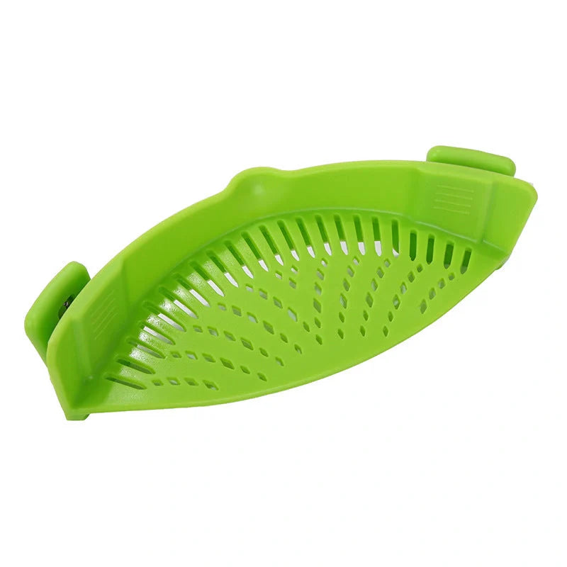 Silicone clip-on funnel oil strainer for pots and pans