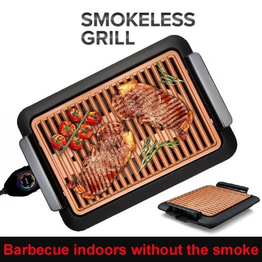 Premium nonstick electric grill with temperature control for indoor barbecue-style cooking