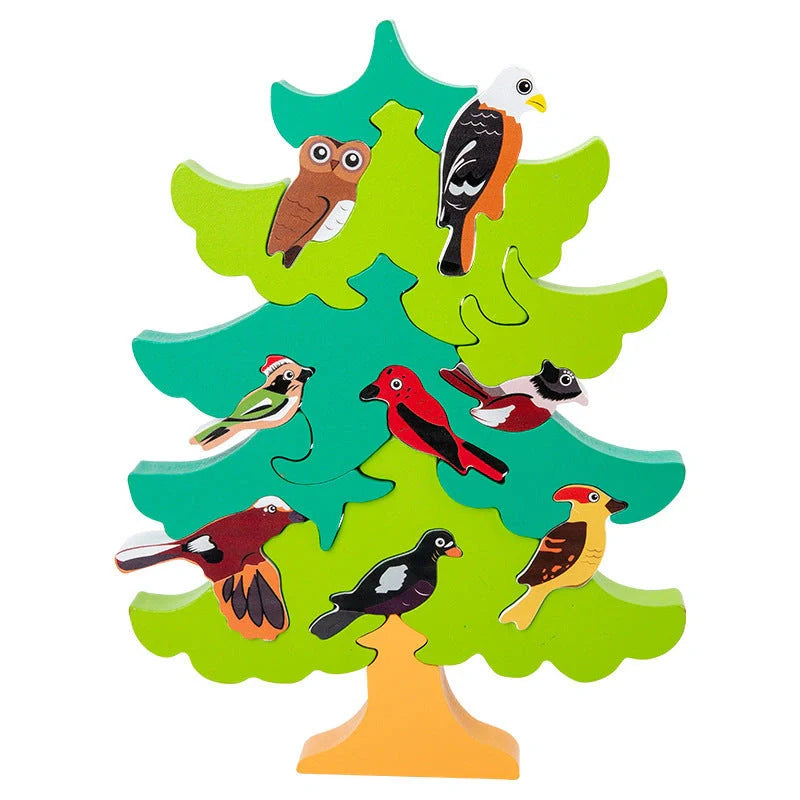 Wooden Bird Tree 3D Jigsaw Puzzle for children aged 4-6, educational toy