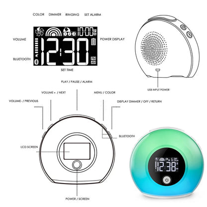 Digital Music Alarm Clock with Bluetooth 5.0 and VA LCD screen