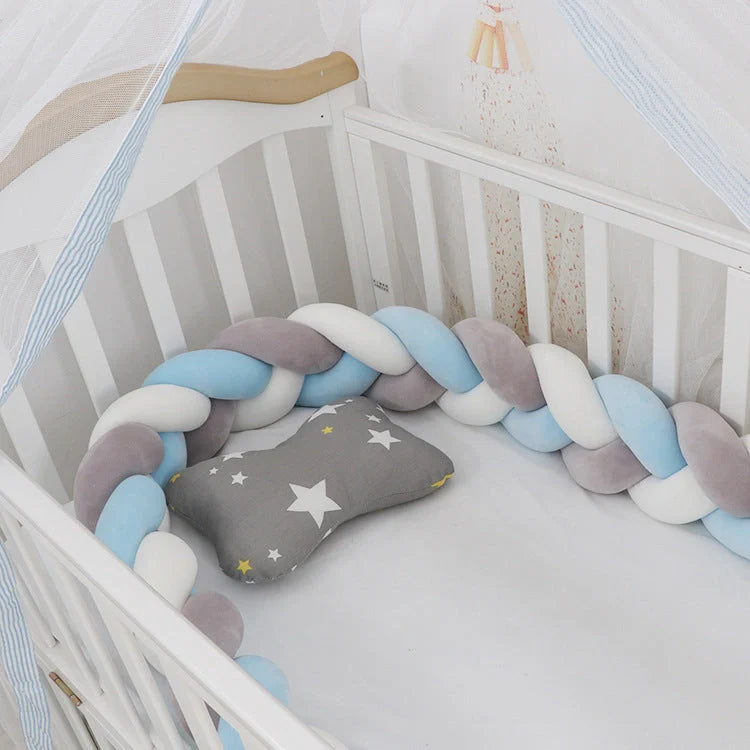 Baby Bumper Bed Braid Knot Pillow Cushion for infant crib safety in various colours