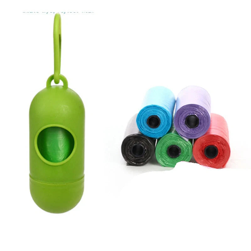 Eco-friendly dog poop bags in various colours for pet waste cleanup