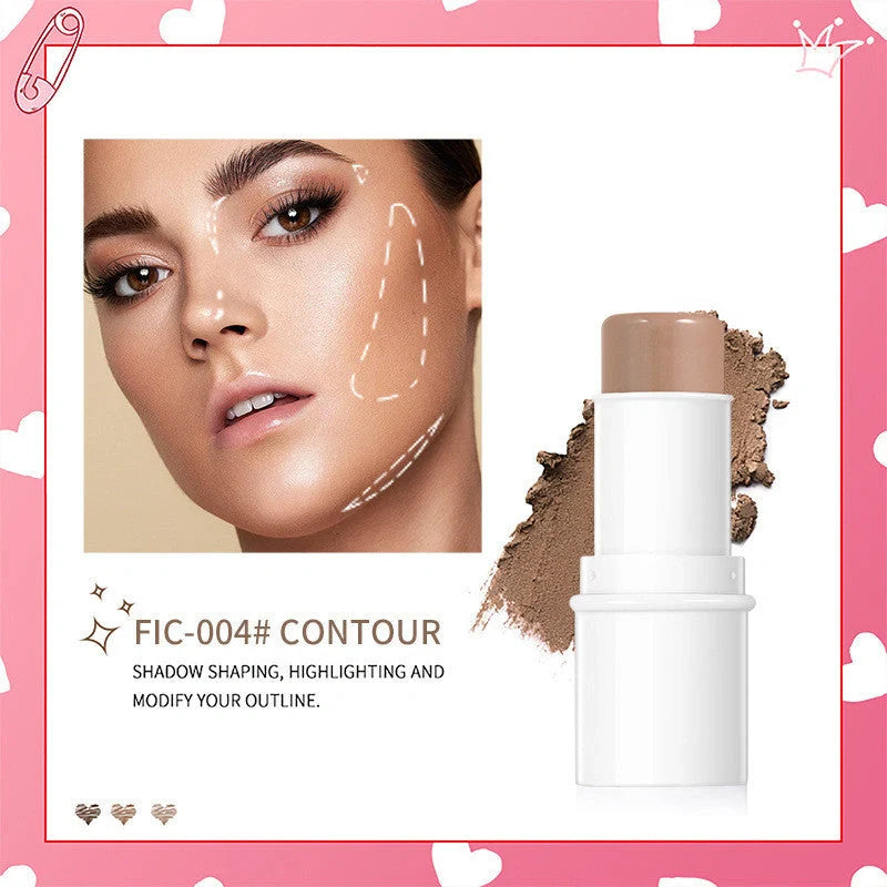 Multifunctional 3-in-1 highlighter pen for face, eyes, and lips in compact design