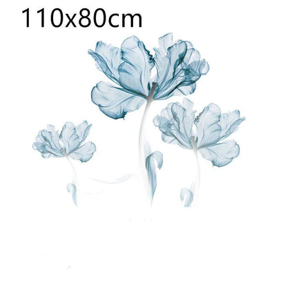 Nordic blue flower PVC wall stickers for elegant home decoration