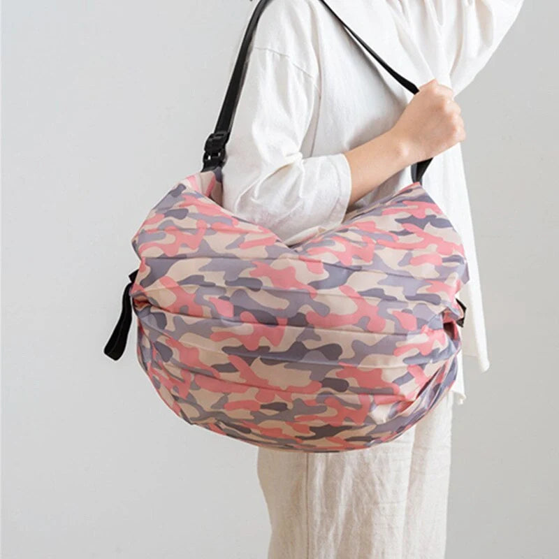 Large capacity foldable nylon shopping bag in various colors