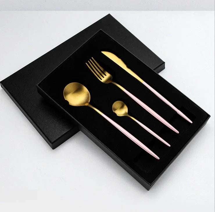 Premium 20-piece stainless steel cutlery set with mirror-polished finish, ergonomic design, and elegant gift box