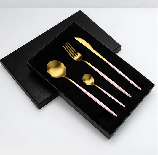 Premium 20-piece stainless steel cutlery set with mirror-polished finish, ergonomic design, and elegant gift box