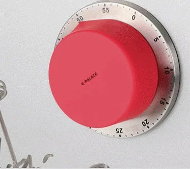Robust stainless steel mechanical kitchen timer with strong magnetic back for easy placement on any metal surface