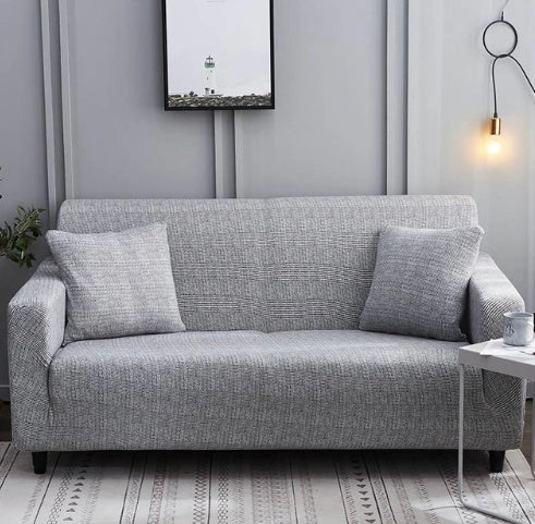 Elastic sofa cover in navy blue with high-density fabric protection