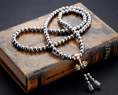 8MM Bead Bracelet with stainless steel beads and copper fittings, 48 cm length