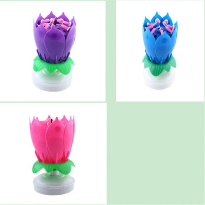 Musical Lotus Candles in various colours, showcasing the elegant lotus design and music feature