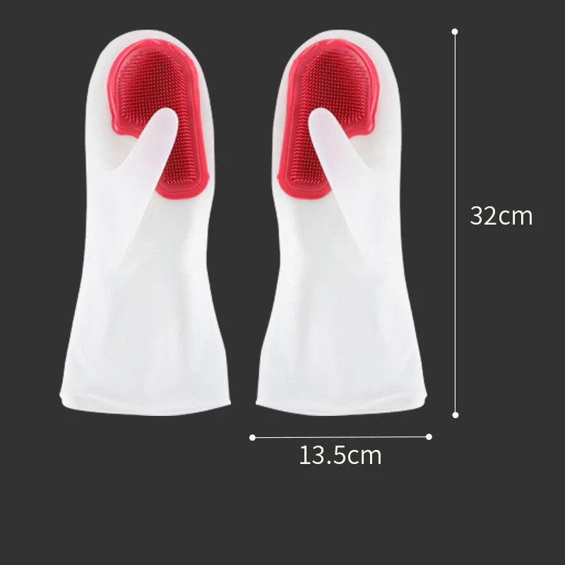 White Transparent Magic Silicone Gloves for waterproof dishwashing and cleaning