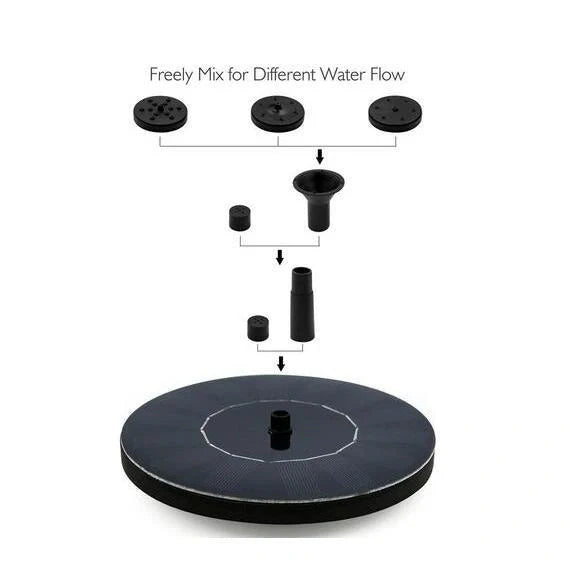 A solar-powered floating fountain with adjustable water jet heights, creating a mesmerising display in a British garden