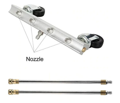 Versatile car chassis cleaning brush with copper-stainless steel alloy and rubber construction, designed for efficient undercarriage cleaning