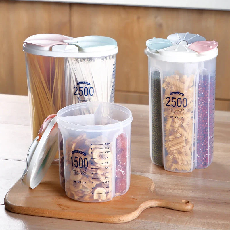 Premium food storage containers with airtight lids, designed to keep cereals, grains, and other dry goods fresh and organised