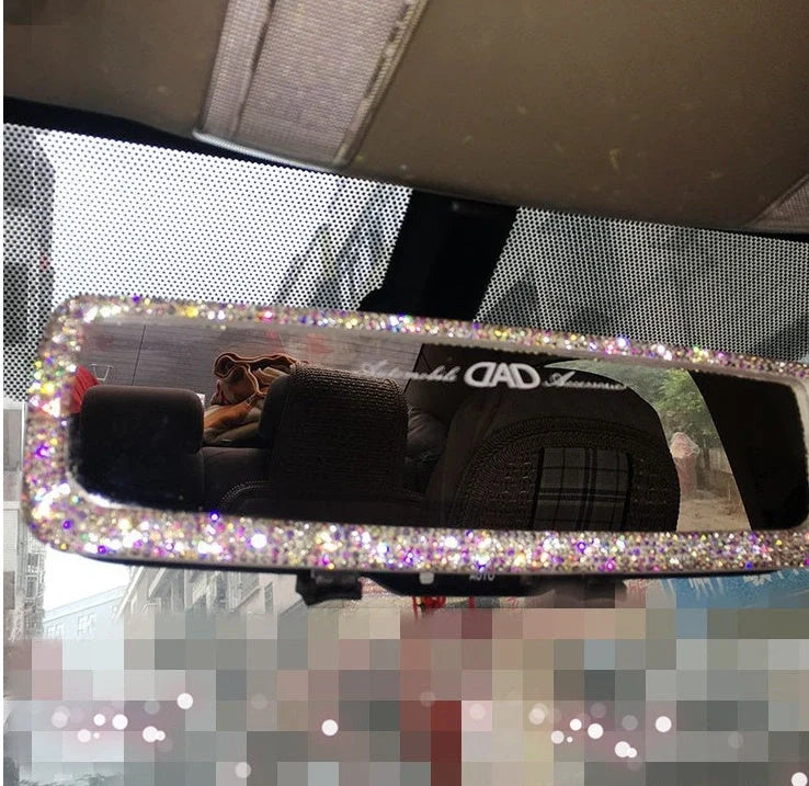 Luxury diamond car interior rearview mirror crystal rhinestones decoration