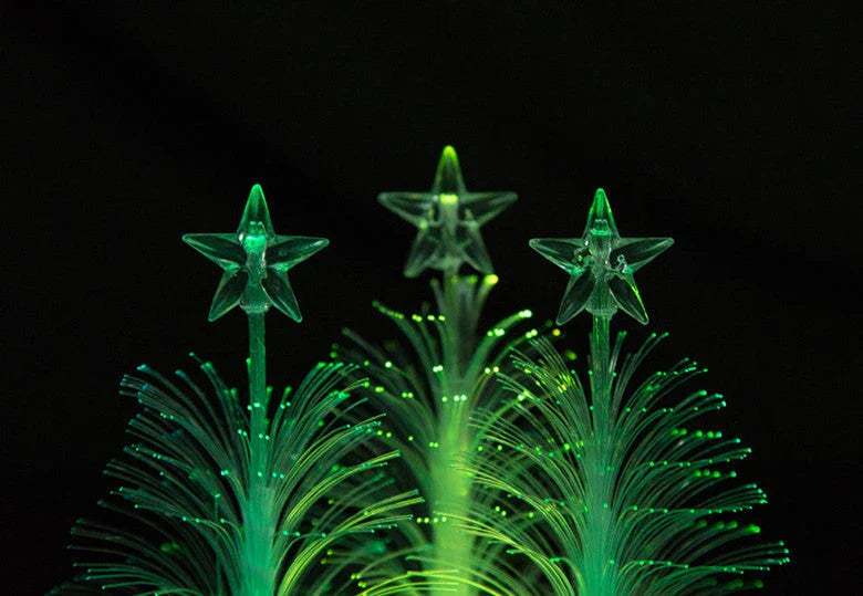 Vibrant color-changing LED fiber optic Christmas tree lamp with stable round base
