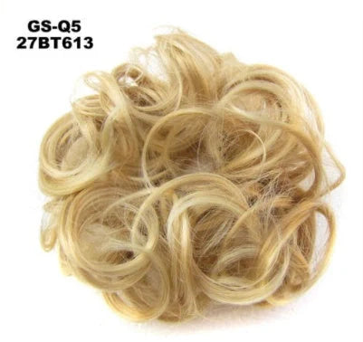 Synthetic wavy curly messy hair bun for women, 12cm diameter, high temperature wire