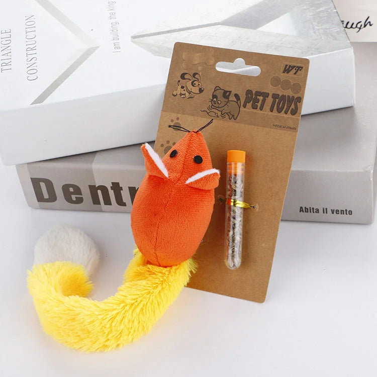 Mint-scented plush cat toy mouse in assorted colours for feline entertainment