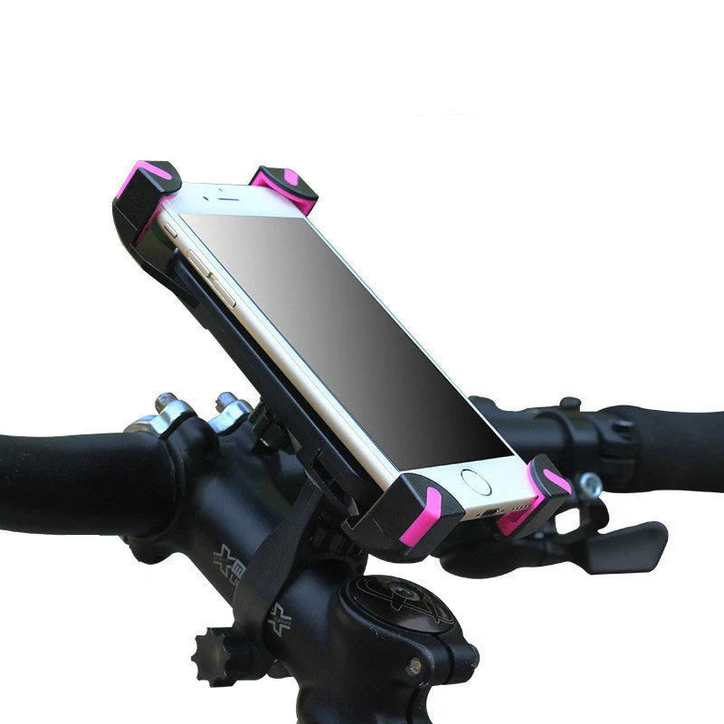 Black bicycle mobile phone holder with tough nylon support and four-legged lock