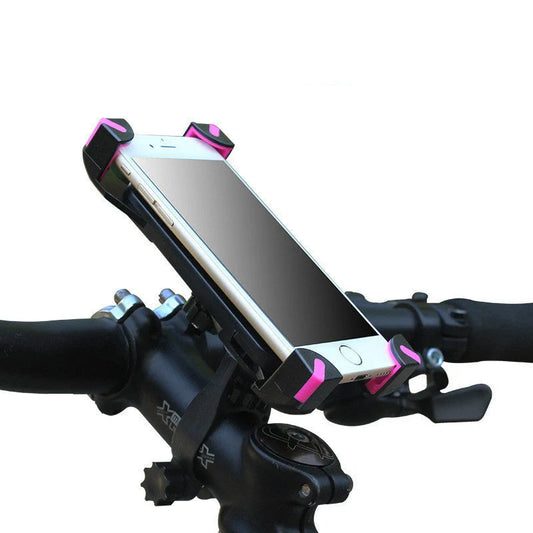 Black bicycle mobile phone holder with tough nylon support and four-legged lock