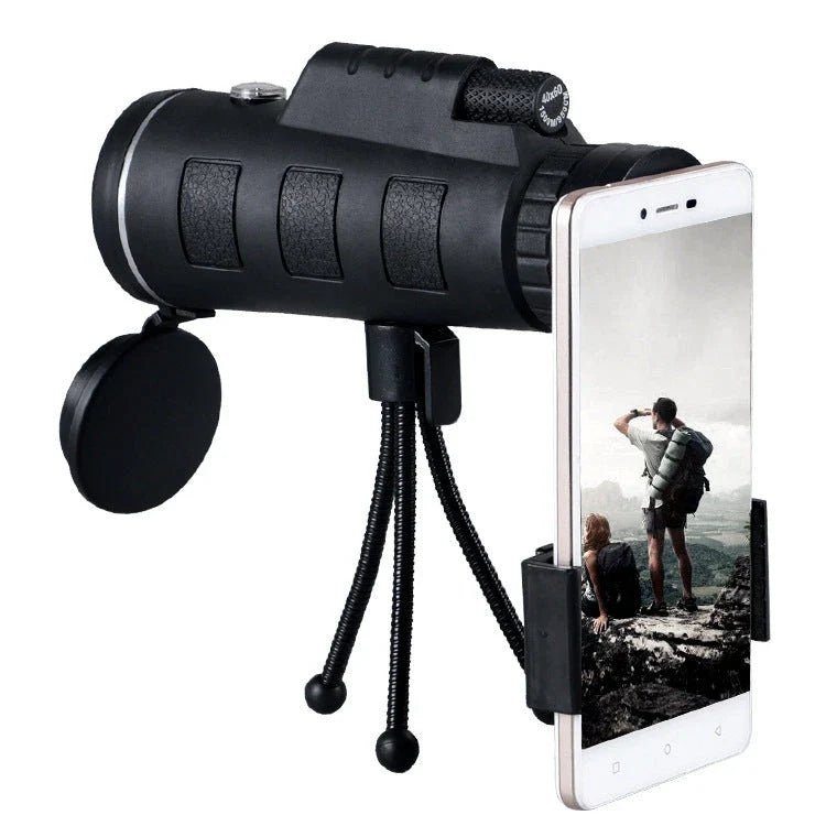 40x60 monocular telescope with compass and phone mount for outdoor adventures, birdwatching, and nature observation