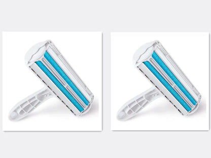 Durable ABS pet hair remover tool in red and blue for efficient cleaning of furniture and carpets