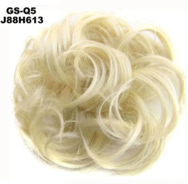 Synthetic wavy curly messy hair bun for women, 12cm diameter, high temperature wire
